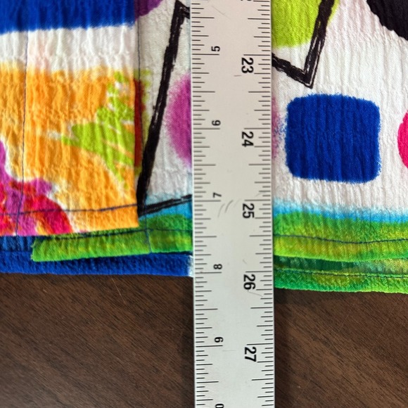 Ali Miles Tunic Top Womens PL Art  Stretch Watercolor 3/4 Sleeve Button Up - Picture 8 of 10